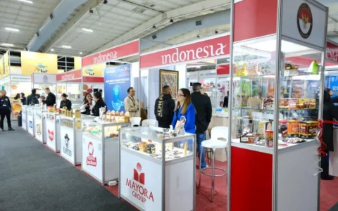 Paviliun Indonesia hadir menampilkan berbagai produk makanan dan minuman dari Tanah Air selama pameran "Africa's Big 7" di Johannesburg, Afrika Selatan, pada 18-20 Juni 2023. (ANTARA/HO-KBRI Pretoria)